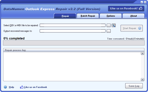 DataNumen Outlook Express Repair screen shot