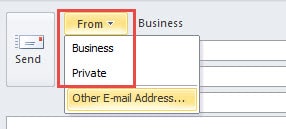 Select Account in Outlook 2010
