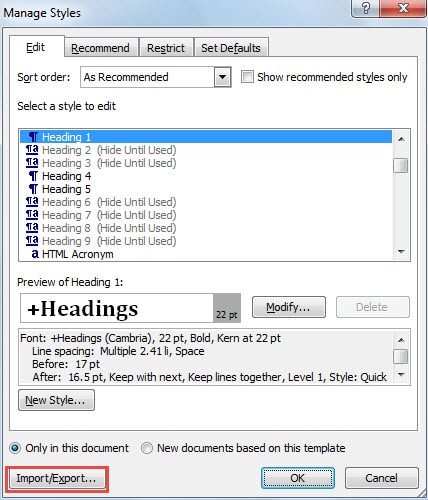 Copy Heading Styles In Word 2017 Capitalmain