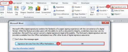 how to insert digital signature in word