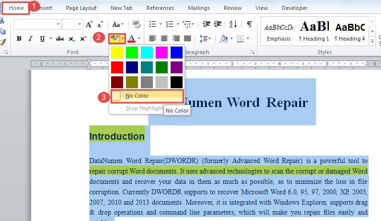 word 97 highlight text shortcut