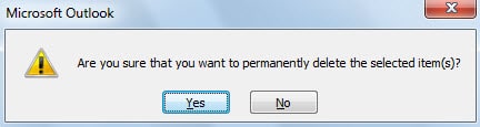 Warning Message When Permanently Deleting Items