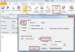 outlook recurring task