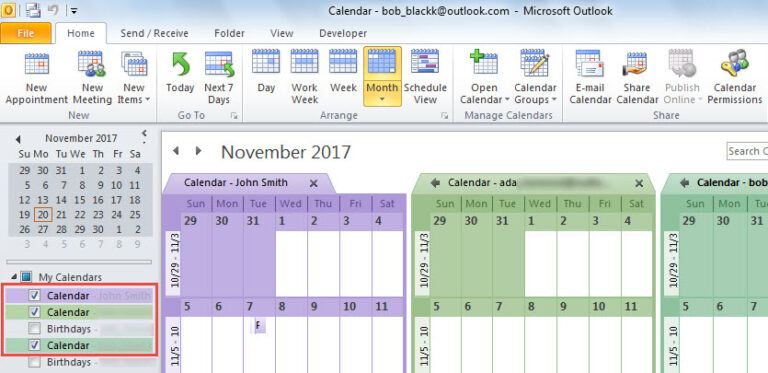 2 Quick Means To Merge And Print Multiple Outlook Calendars In Same Page 8690