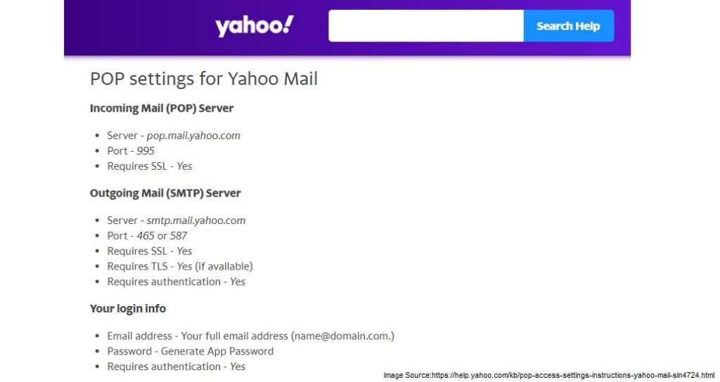 yahoo incoming mail server