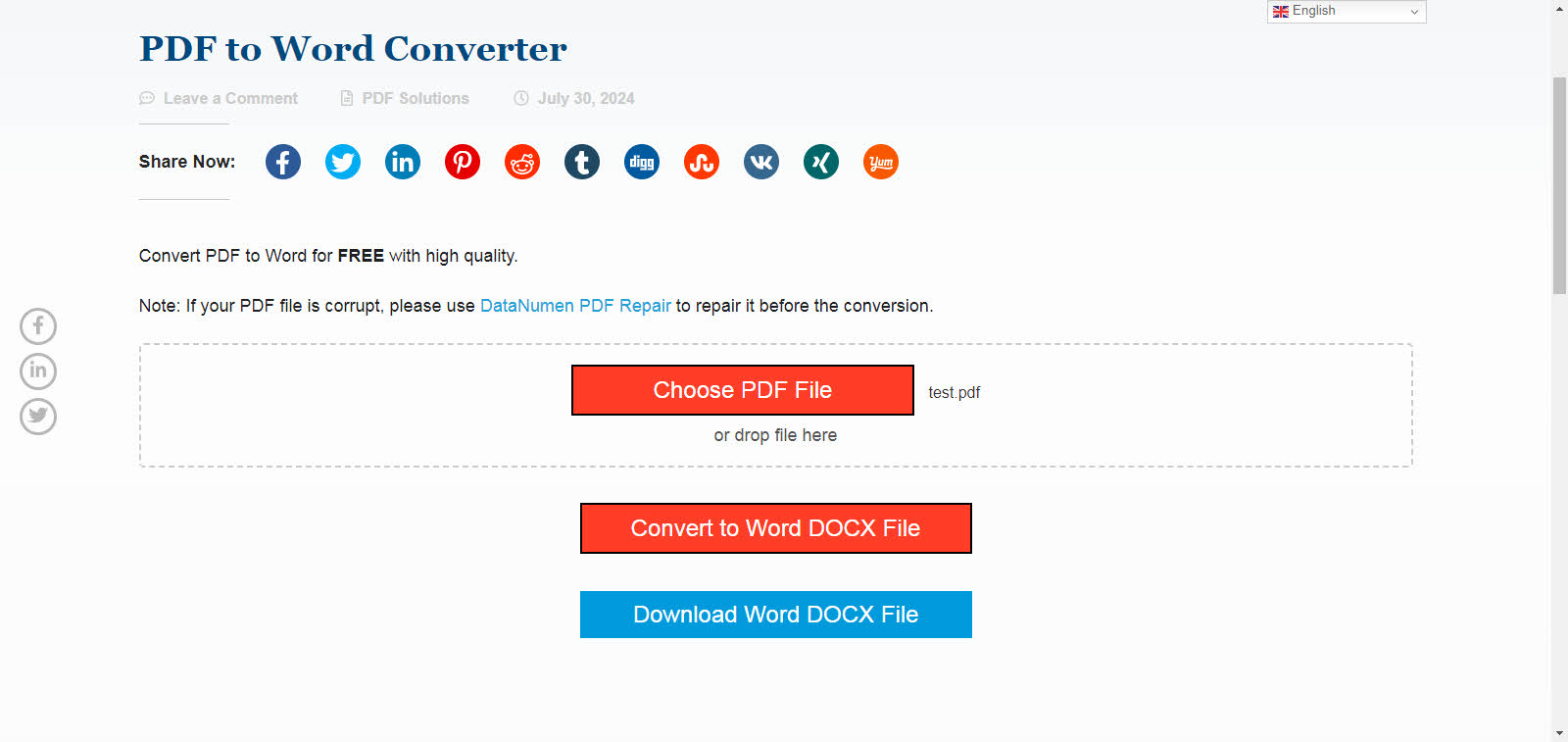 DataNumen PDF to Word Converter