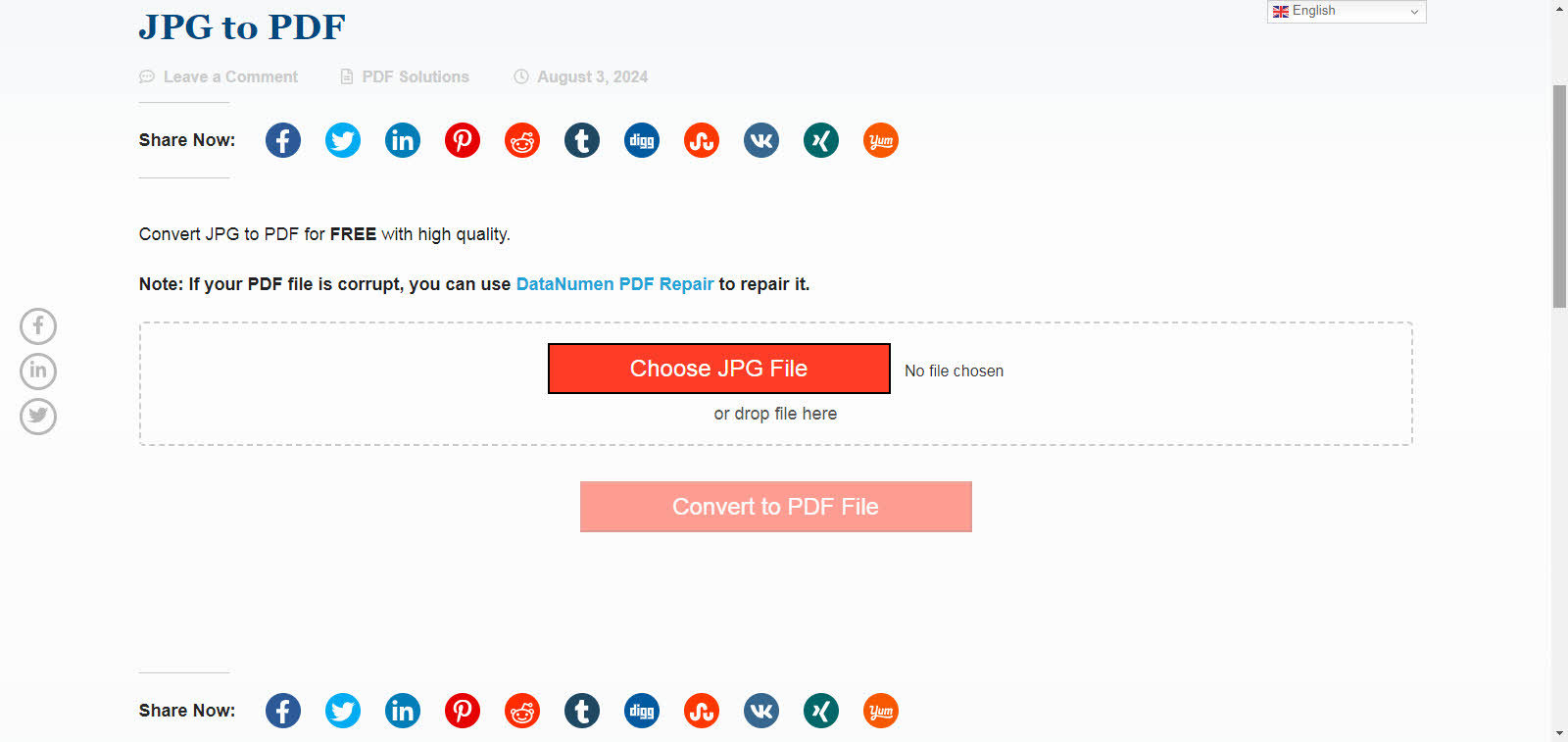 DataNumen JPG to PDF Converter