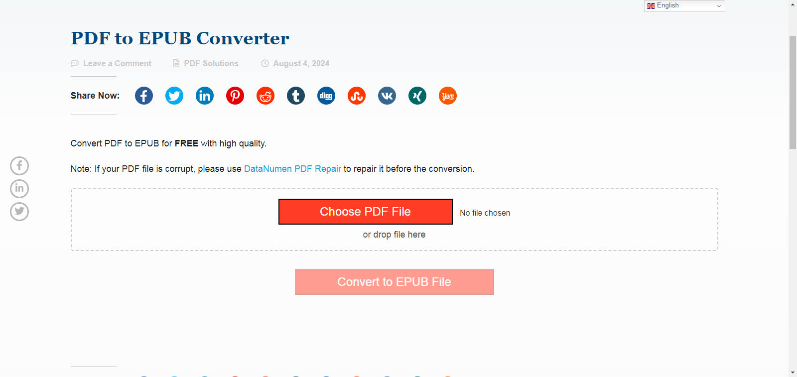 DataNumen PDF to EPUB Converter