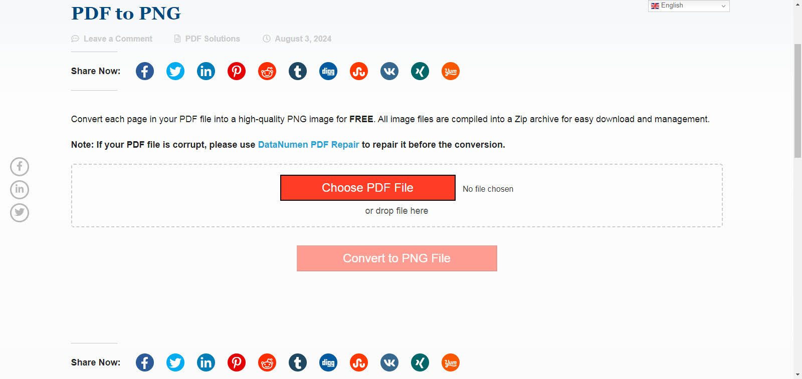 DataNumen PDF to PNG Converter