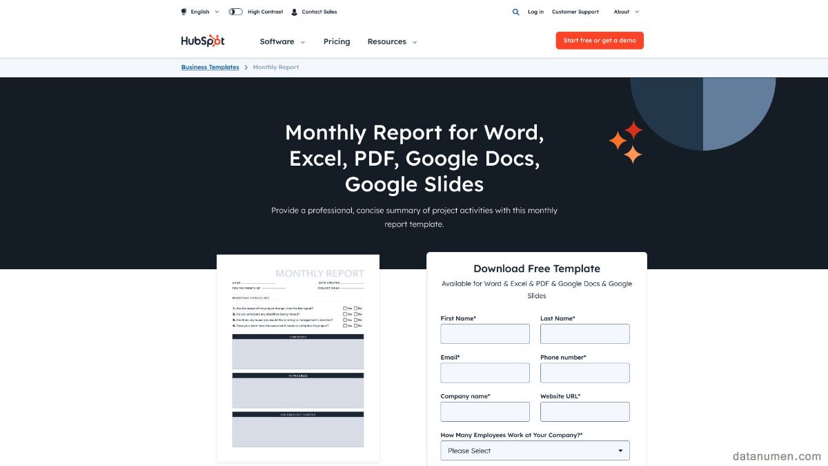 HubSpot Monthly Report For Word