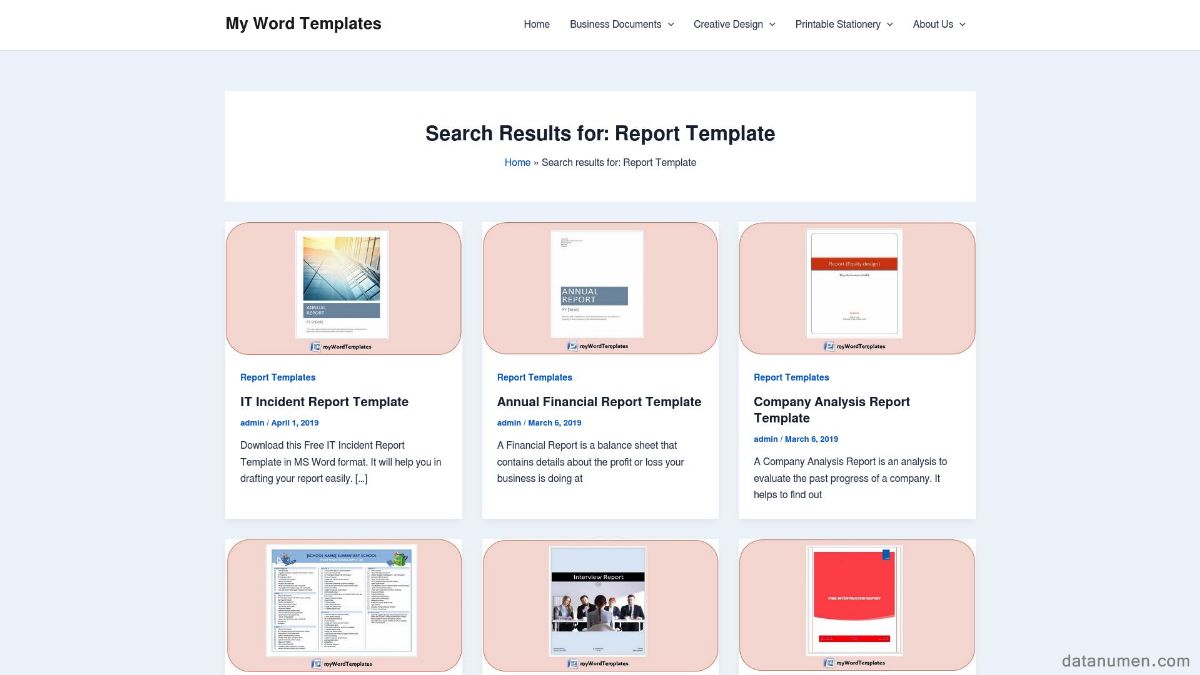 My Word Templates Report Template