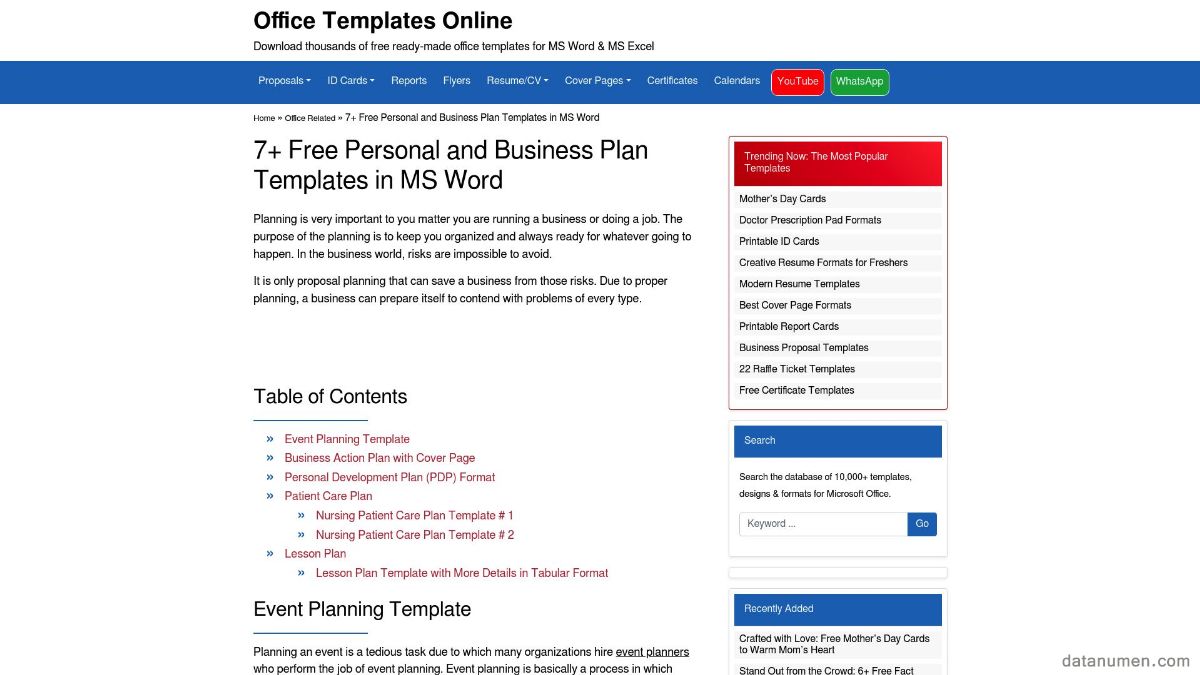 Office-sjablonen Online persoonlijke en zakelijke plansjablonen in MS Word