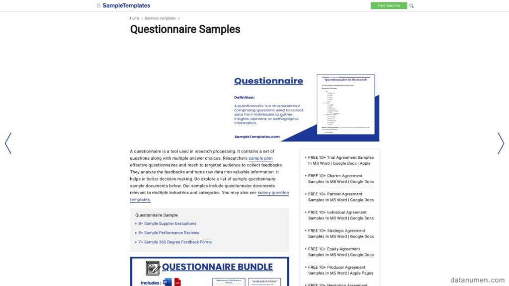 11 Best Word Questionnaire Template Sites (2024) [FREE]