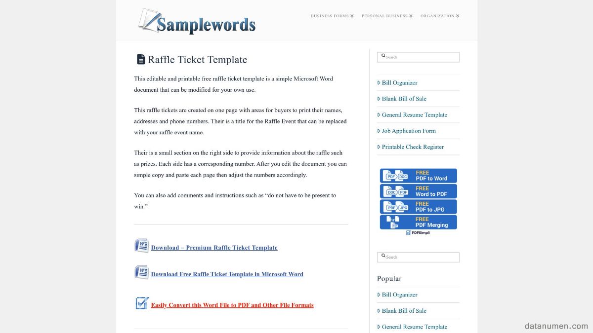 Best Word Raffle Ticket Template Sites Free