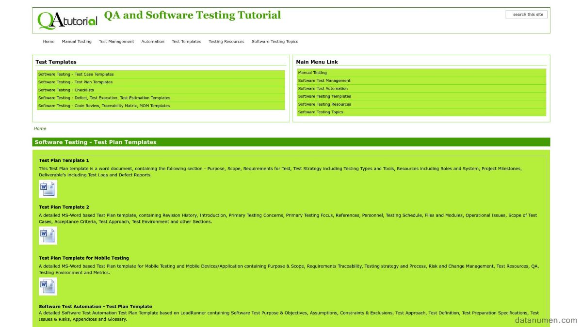 QATutorial Software Testing - Test Plan Templates