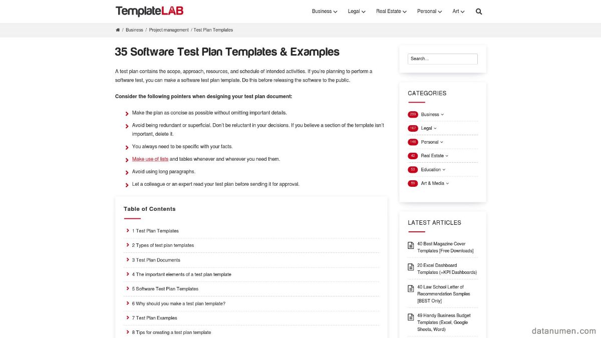 TemplateLab Software Test Plan Templates & Examples