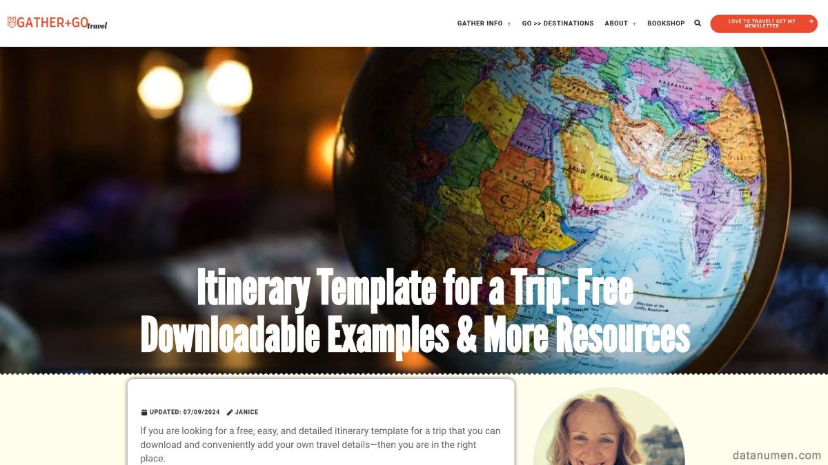 Gather & Go Travel Itinerary Template for A Trip