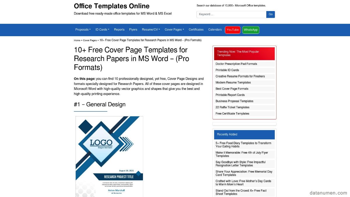 Office Templates Online Cover Page Templates for Research Papers in MS Word – (Pro Formats)