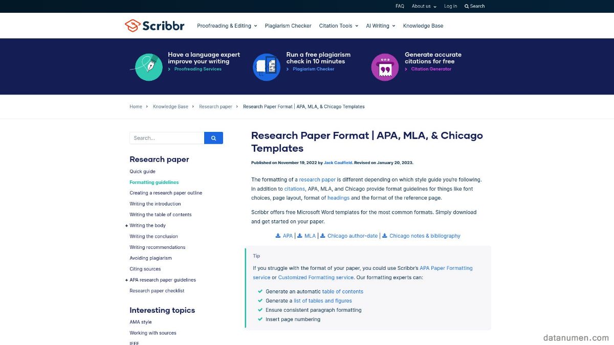 Scribbr Research Paper Format | APA