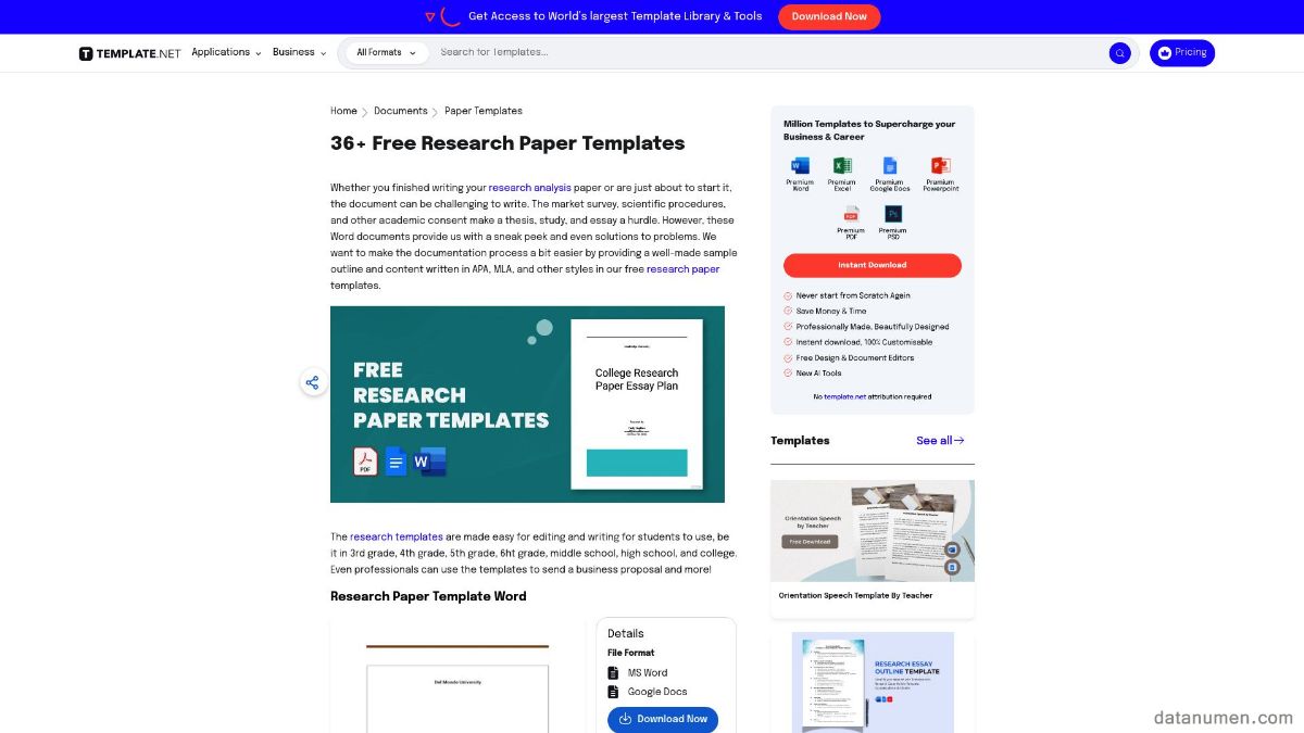 Template.Net Research Paper Templates