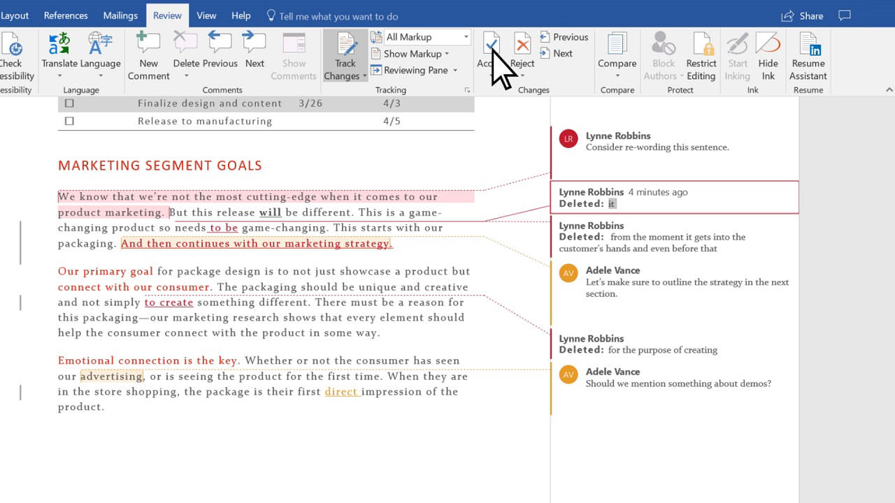 Track Changes in Word Document